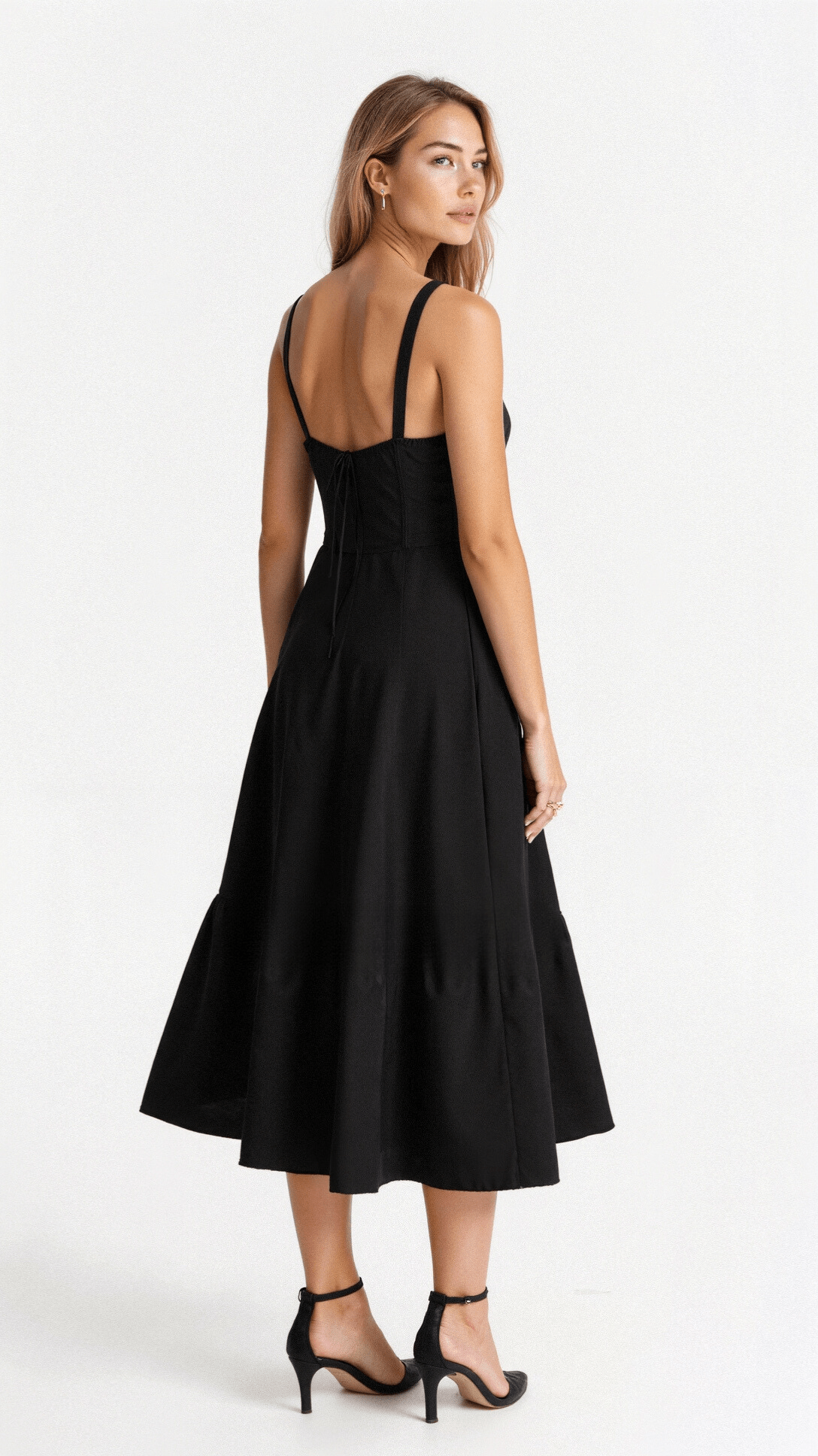 Abito Midi con Dettaglio Corsetto, Corpetto Aderente e Gonna Fluida | Ideale per Primavera ed Estate
