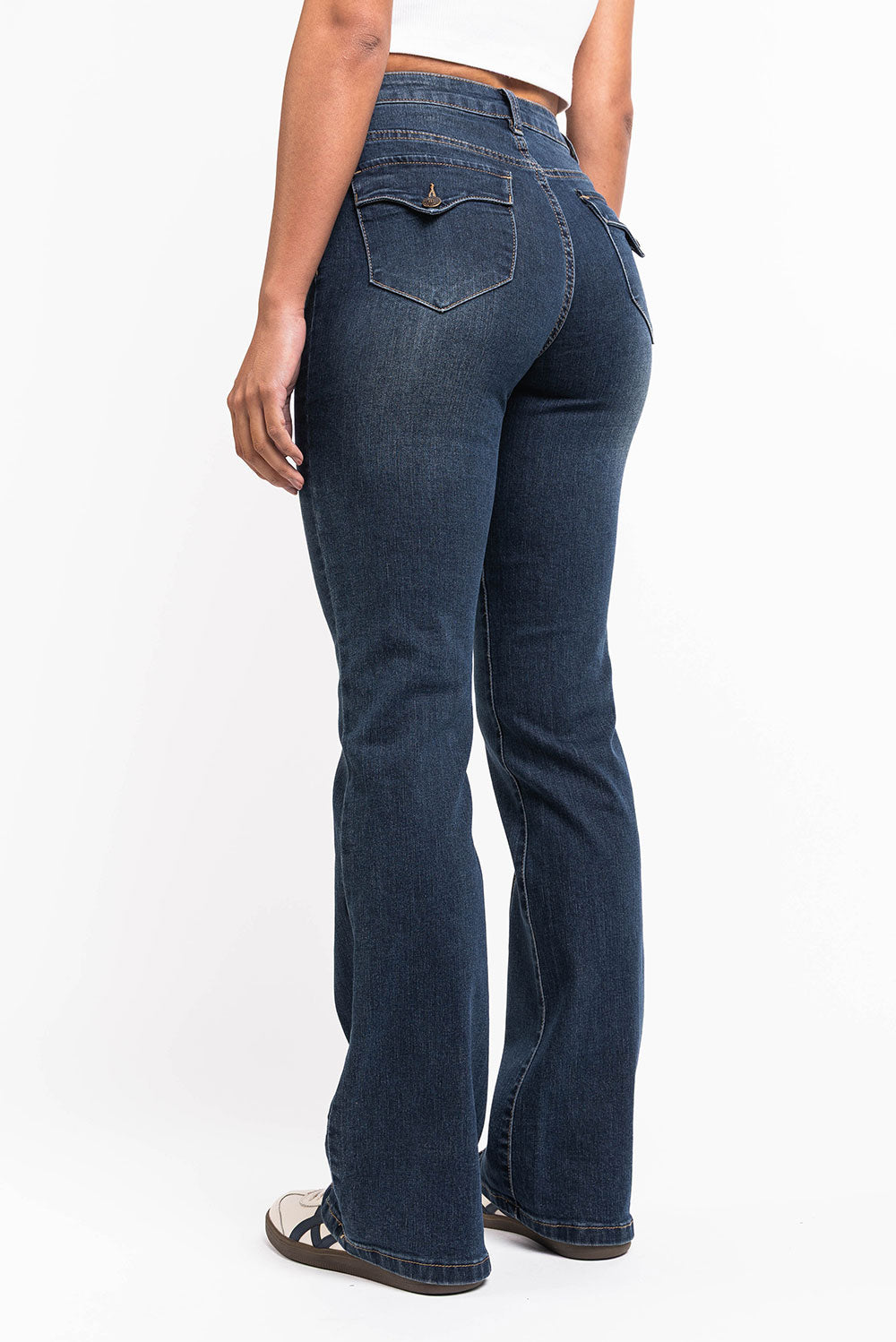 Jeans da Donna Vita Alta Bootcut con Tasche Frontali e Posteriori