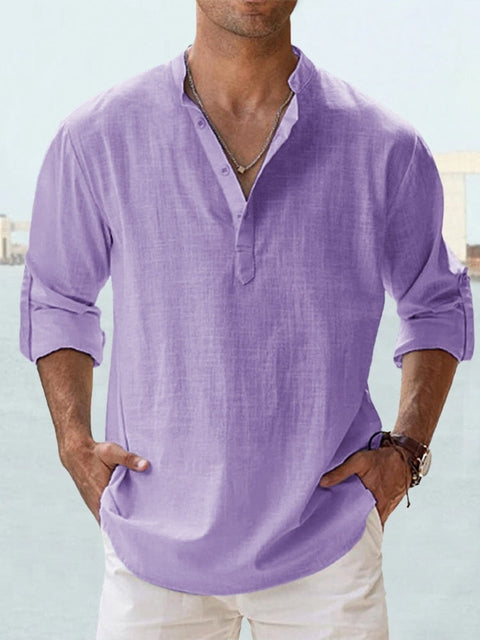 Camicia da Uomo Leggera in Lino a Maniche Lunghe I Ideale per l’Estate