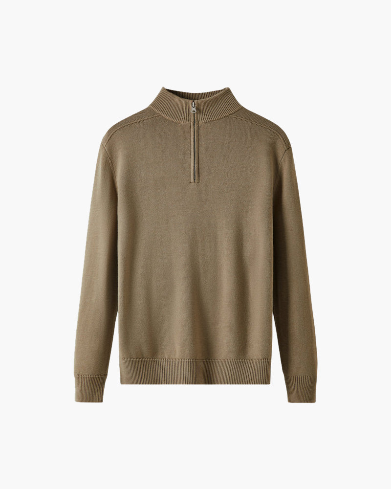Maglione Invernale da Uomo con Mezza Zip e Orlo a Coste