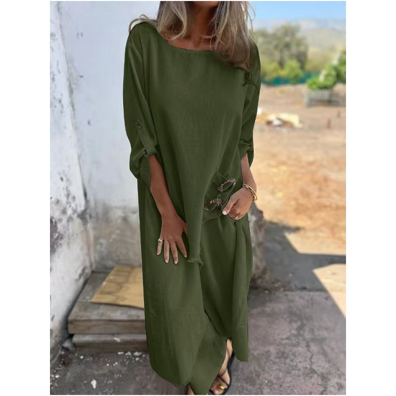Completo Estivo da Donna Due Pezzi con Abito e Pantaloni a Vestibilità Ampia