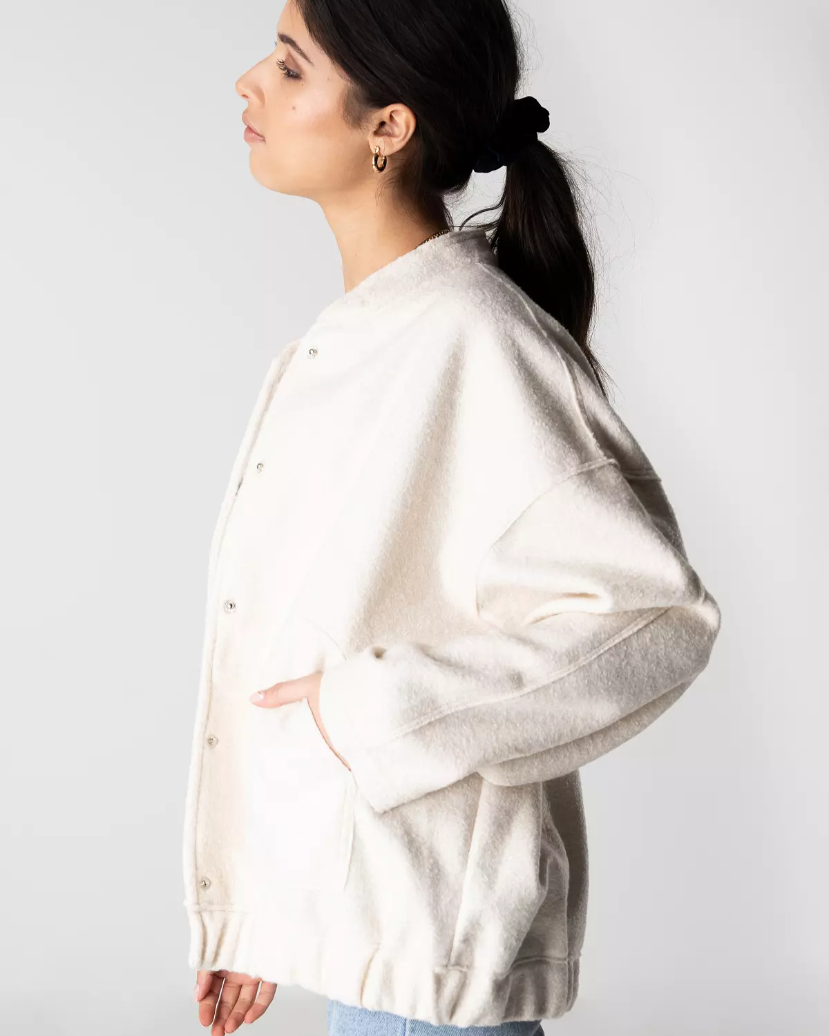 Bomber Primaverile da Donna Oversize con Design in Tweed