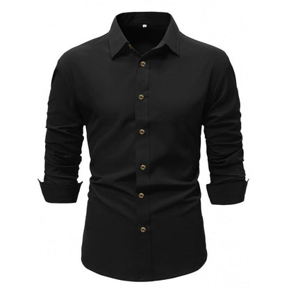Camicia Business a Maniche Lunghe Colore Solido Ideale per Primavera e Autunno