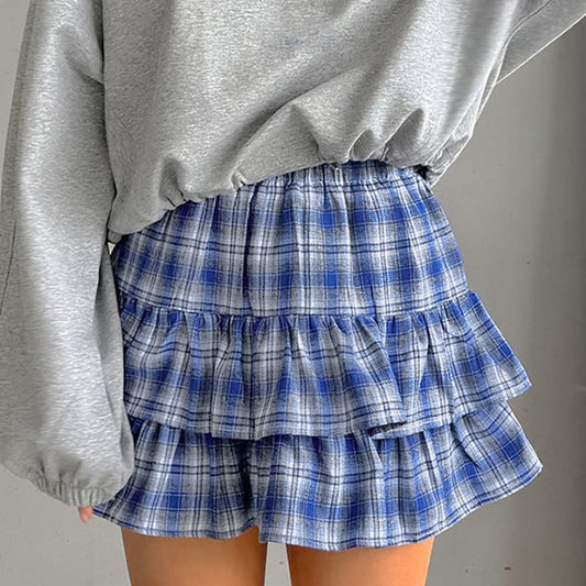 Gonna a Balze in Cotone a Quadri Blu | Ideale per l’Estate