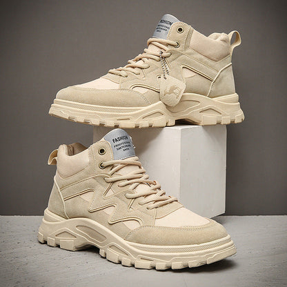 Herresko med højt skaft, tyk sål og rundet snude