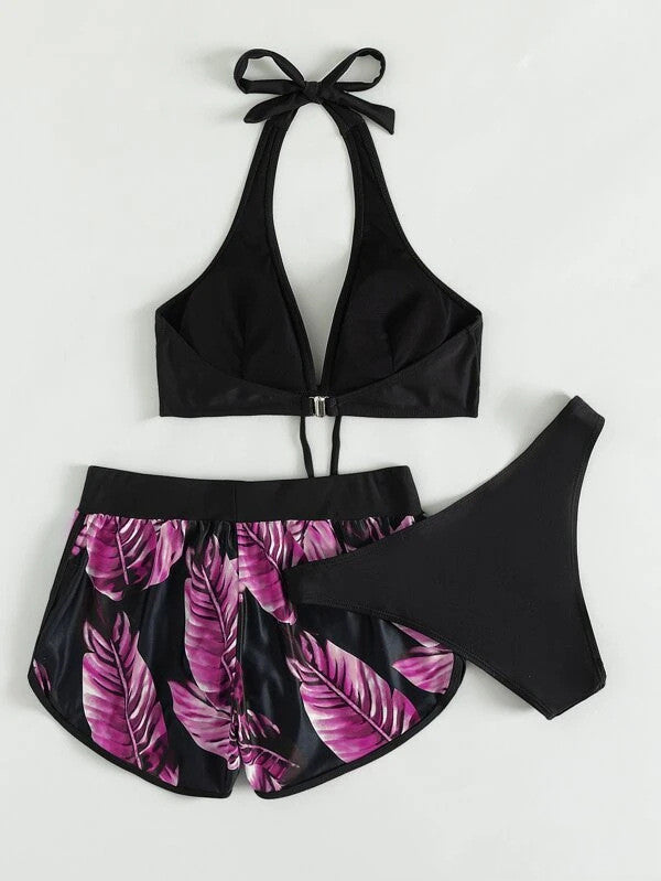 Set Bikini da Donna con Pantaloncini Abbinati e Tessuto Asciugatura Rapida