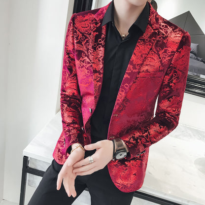 Abito Casual Uomo con Stampa Floreale e Fodera in Poliestere | Ideale per Primavera e Autunno