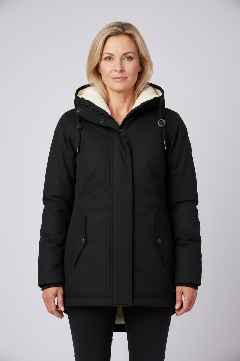 Giacca Invernale da Donna Impermeabile con Fodera in Pile e Cappuccio Removibile