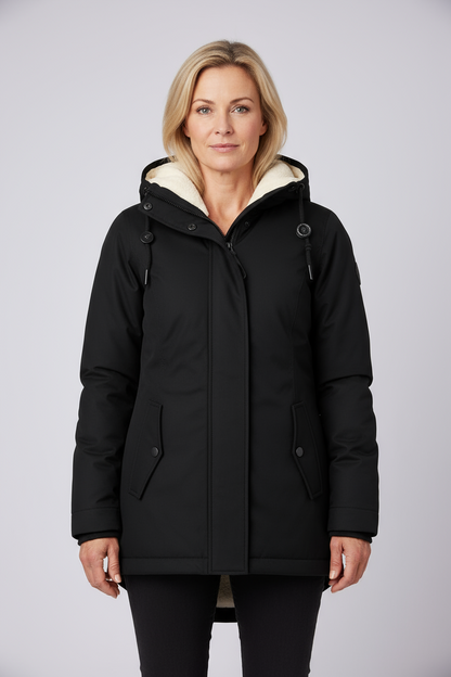 Giacca Invernale da Donna Impermeabile con Fodera in Pile e Cappuccio Removibile