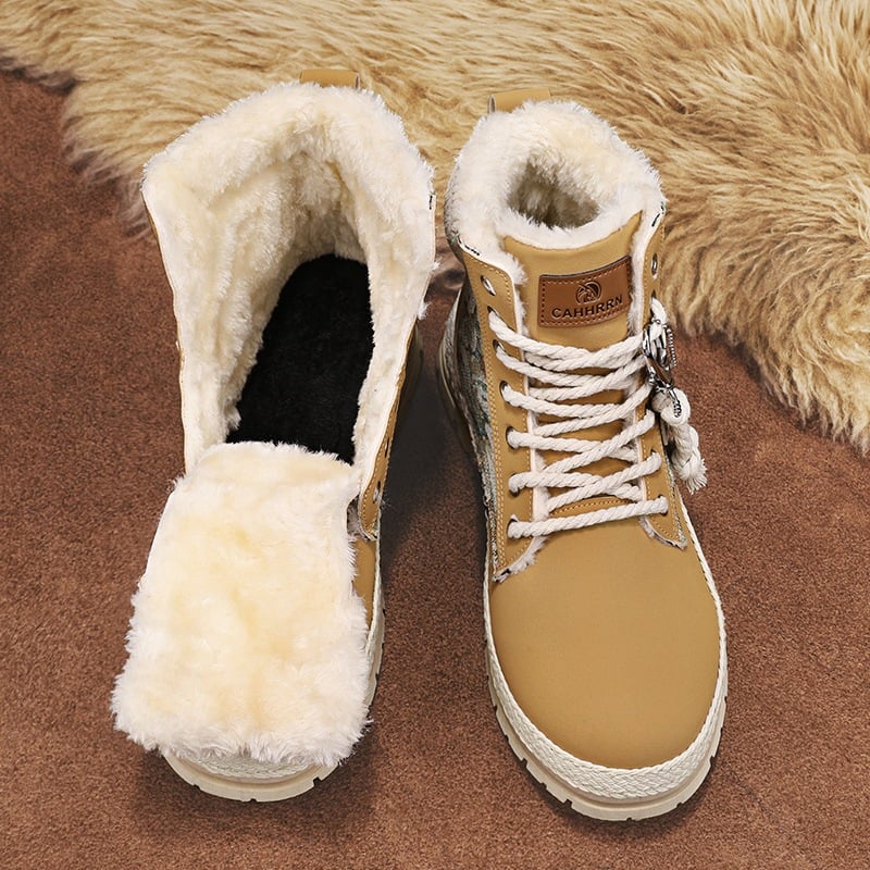 Herrestøvler med snørebånd, rundet tå og kraftig hæl, højt skaft