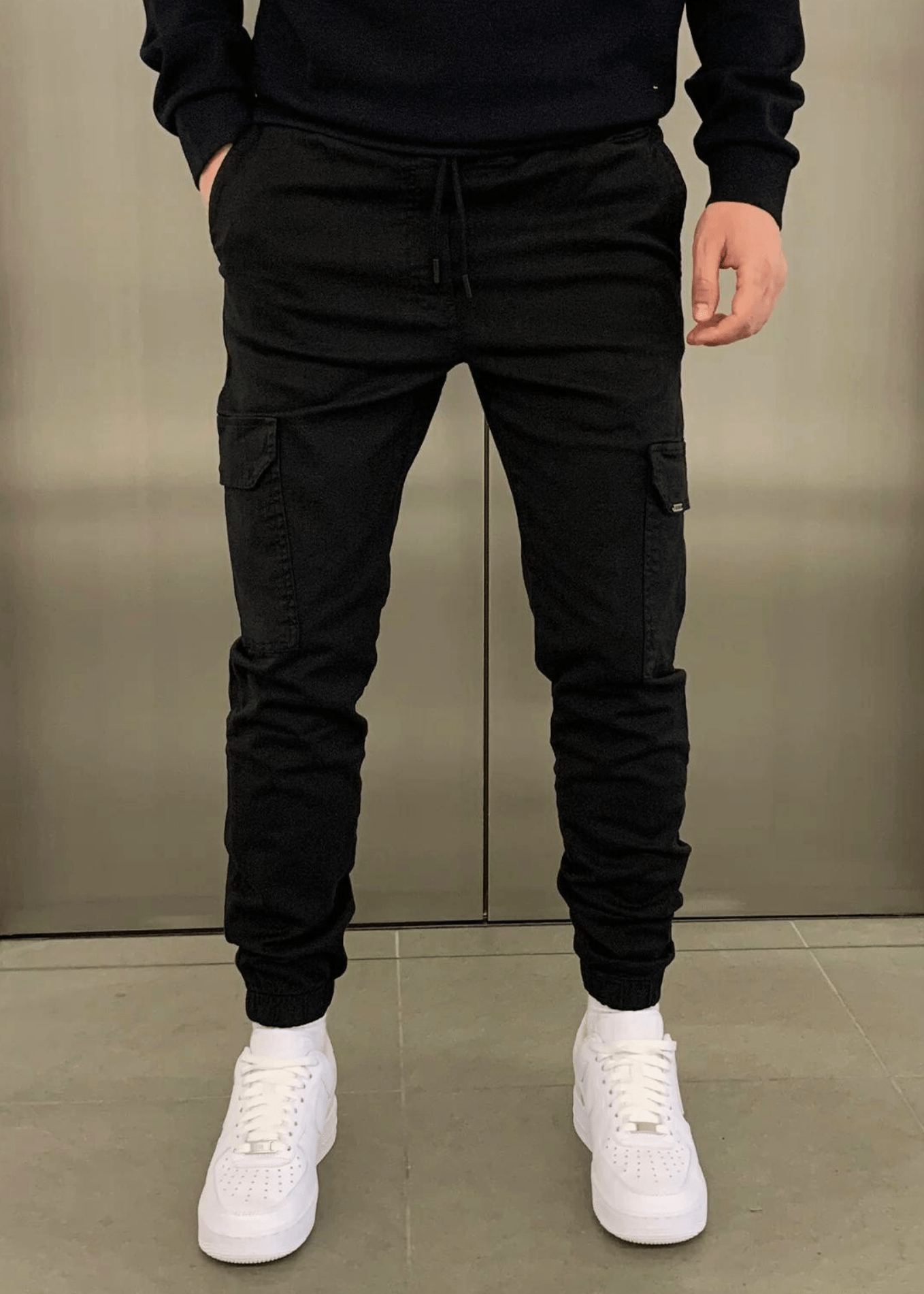 Pantaloni Jogger Cargo da Uomo con Vita Elasticizzata e Tasche Laterali