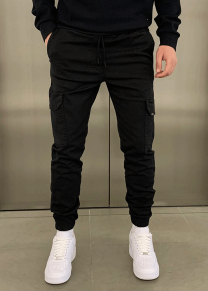 Pantaloni Jogger Cargo da Uomo con Vita Elasticizzata e Tasche Laterali