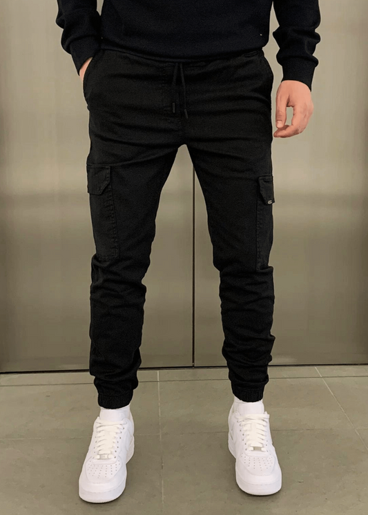 Pantaloni Jogger Cargo da Uomo con Vita Elasticizzata e Tasche Laterali