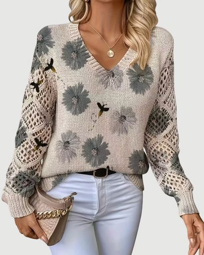 Maglione da Donna con Maniche Traforate e Texture Morbida