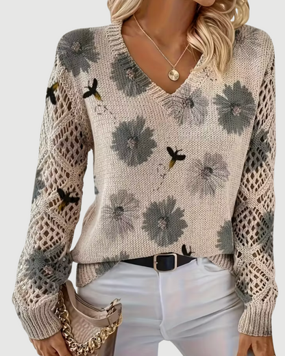 Maglione da Donna con Maniche Traforate e Texture Morbida