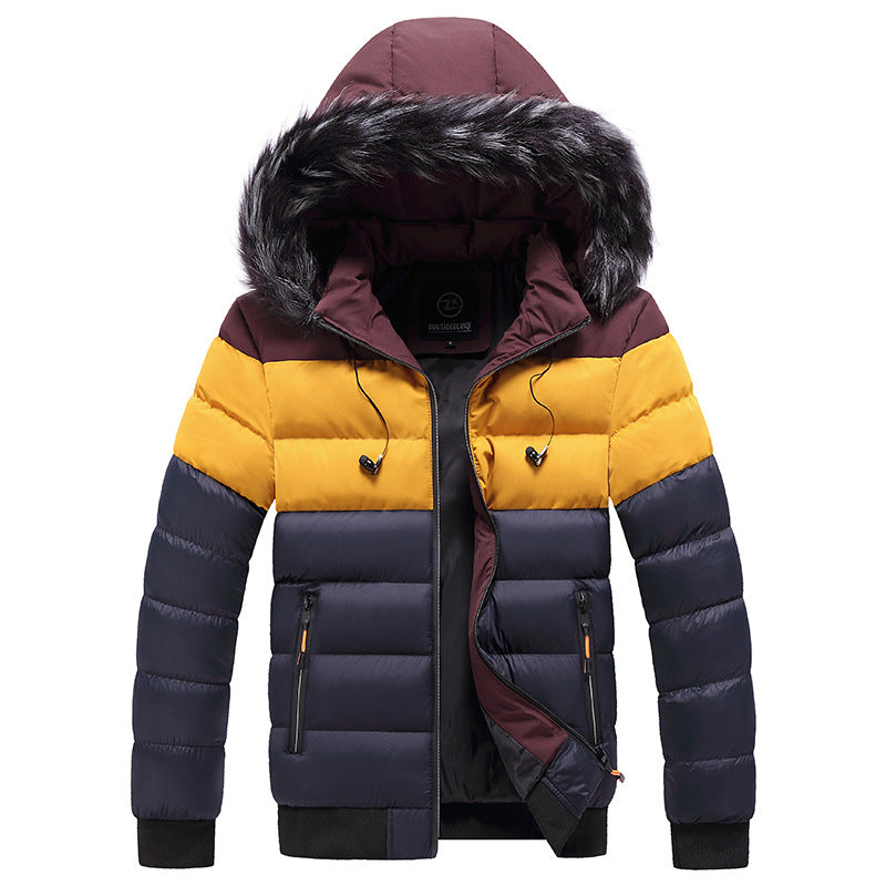 Chaqueta de invierno para hombre tipo puffer con capucha y cierre con cremallera