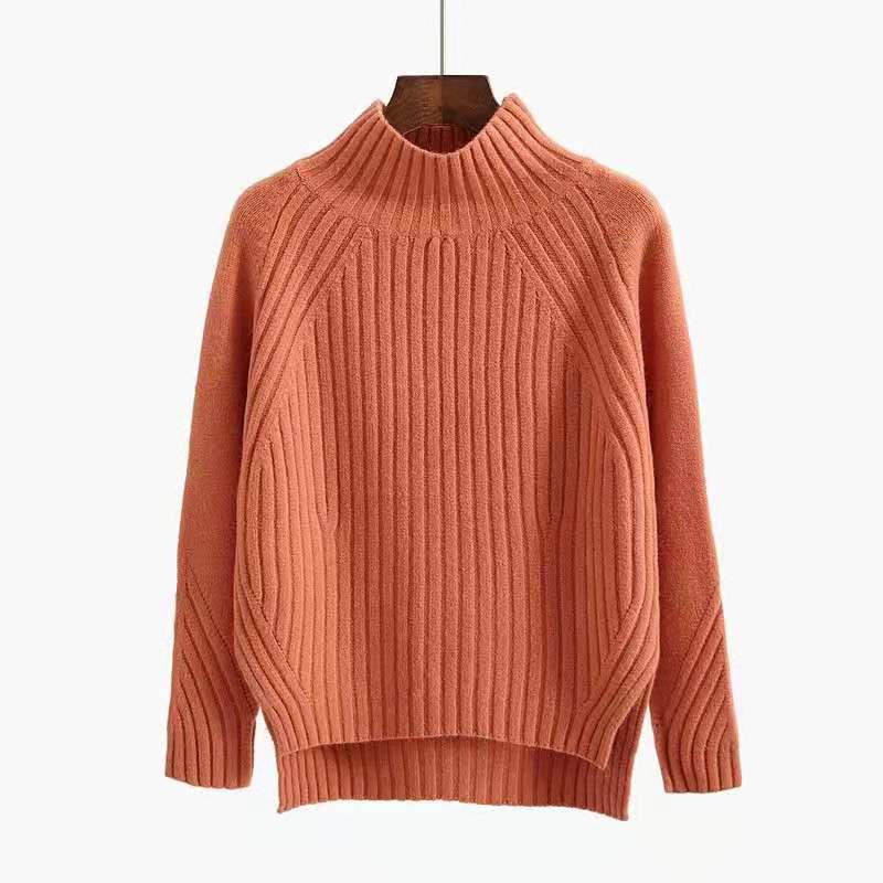 Maglione Pullover da Donna a Collo Alto con Maniche Raglan