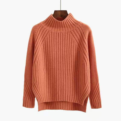 Maglione Pullover da Donna a Collo Alto con Maniche Raglan
