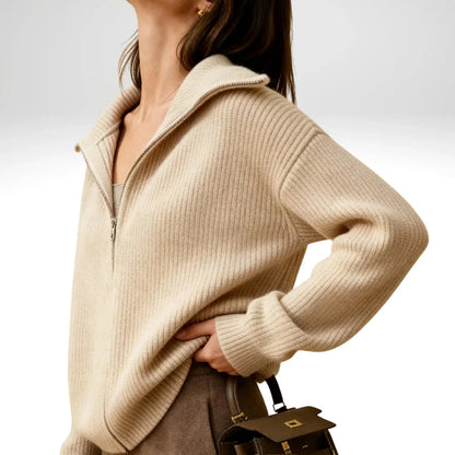 Maglione Knit Donna Collo Con Zip Maniche Lunghe