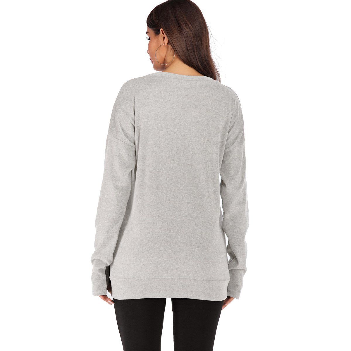 Maglione Pullover Donna a Maniche Lunghe con Scollo Rotondo, Vestibilità Ampia e Colore Tinta Unita