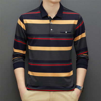 Camicia a Righe con Colletto Polo e Maniche Corte Ideale per l’Estate