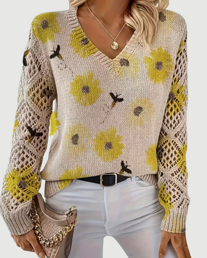 Maglione da Donna con Maniche Traforate e Texture Morbida