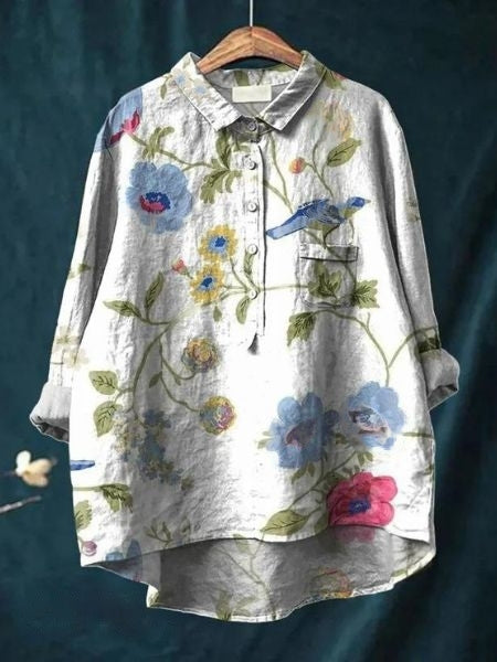 Blusa a fiori con tessuto leggero I Ideale per primavera ed estate