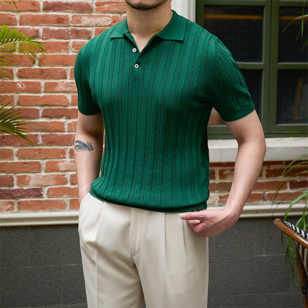 Camicia Uomo Slim-Fit a Maniche Corte in Maglia – Ideale per l'Estate