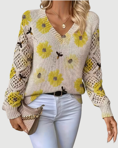 Maglione da Donna con Maniche Traforate e Texture Morbida