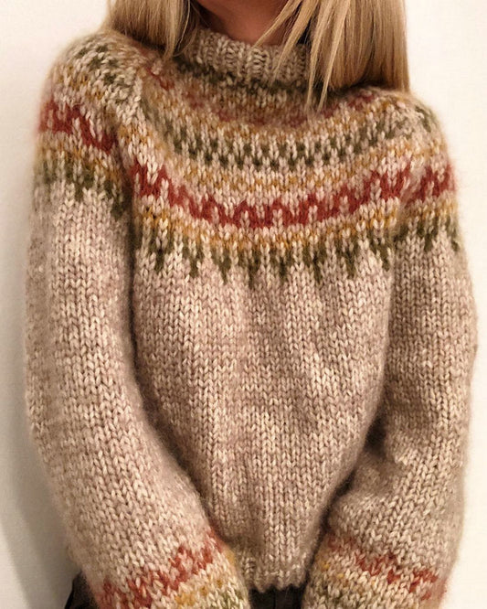 Maglione Pullover Donna in Maglia a Maniche Lunghe con Stampa