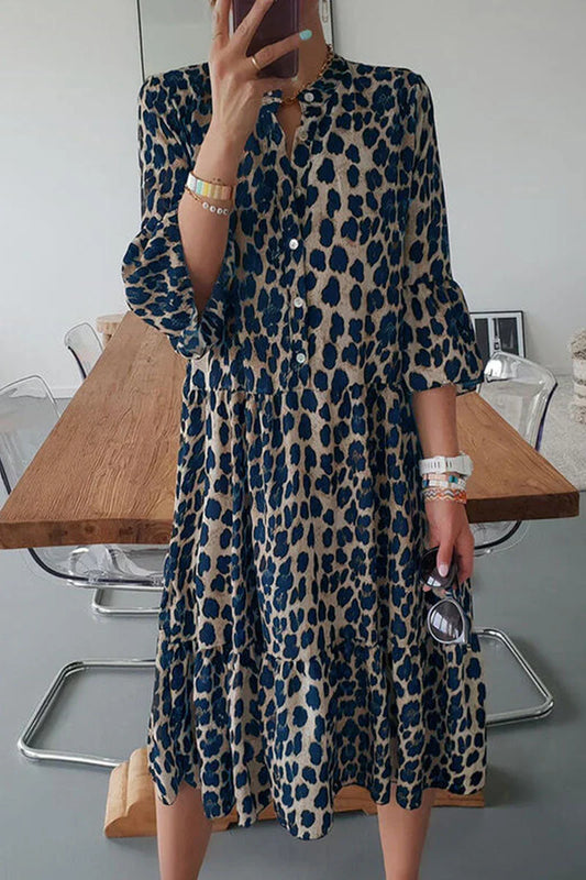 Abito A-Line con Stampa Leopardo e Spacco Laterale | Ideale per la Primavera