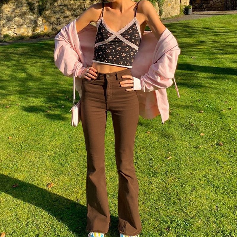 Jeans da Donna a Vita Alta Stretch a Gamba Bootcut