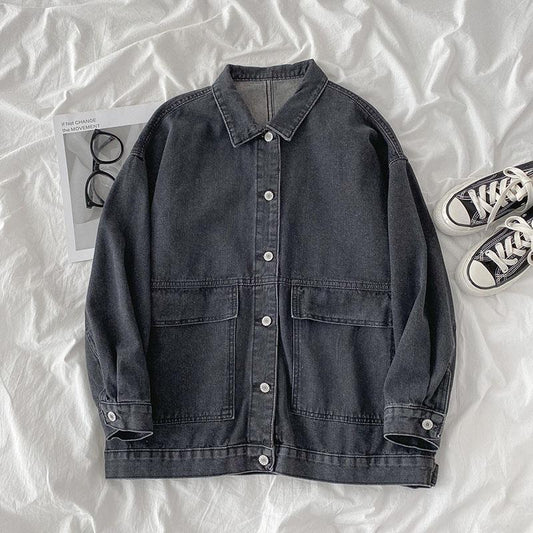 Giacca Donna in Denim con Colletto a Risvolto e Maniche Lunghe