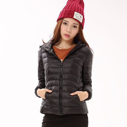 Chaqueta primaveral ligera para mujer acolchada con cuello alto y cierre de cremallera