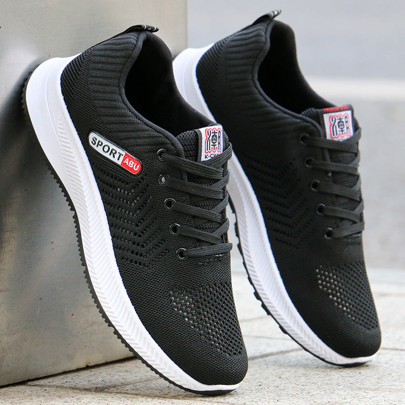 Herresko til løb med snørebånd, flad hæl og skridsikker gummisål