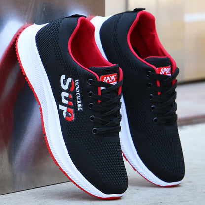 Herresko til løb med snørebånd, flad hæl og skridsikker gummisål