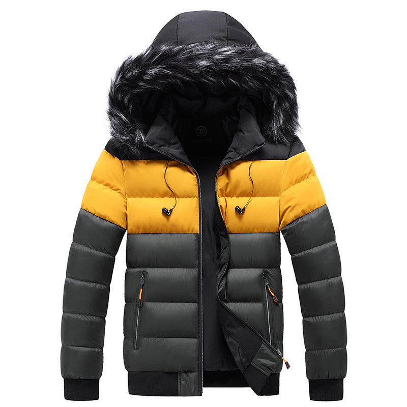 Chaqueta de invierno para hombre tipo puffer con capucha y cierre con cremallera