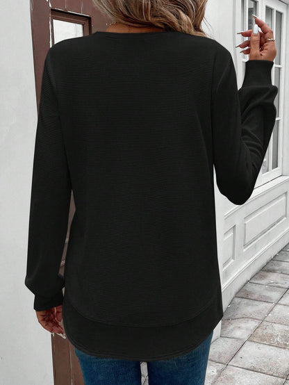 Top a maniche lunghe con scollo rotondo e colore solido per Abbigliamento quotidiano