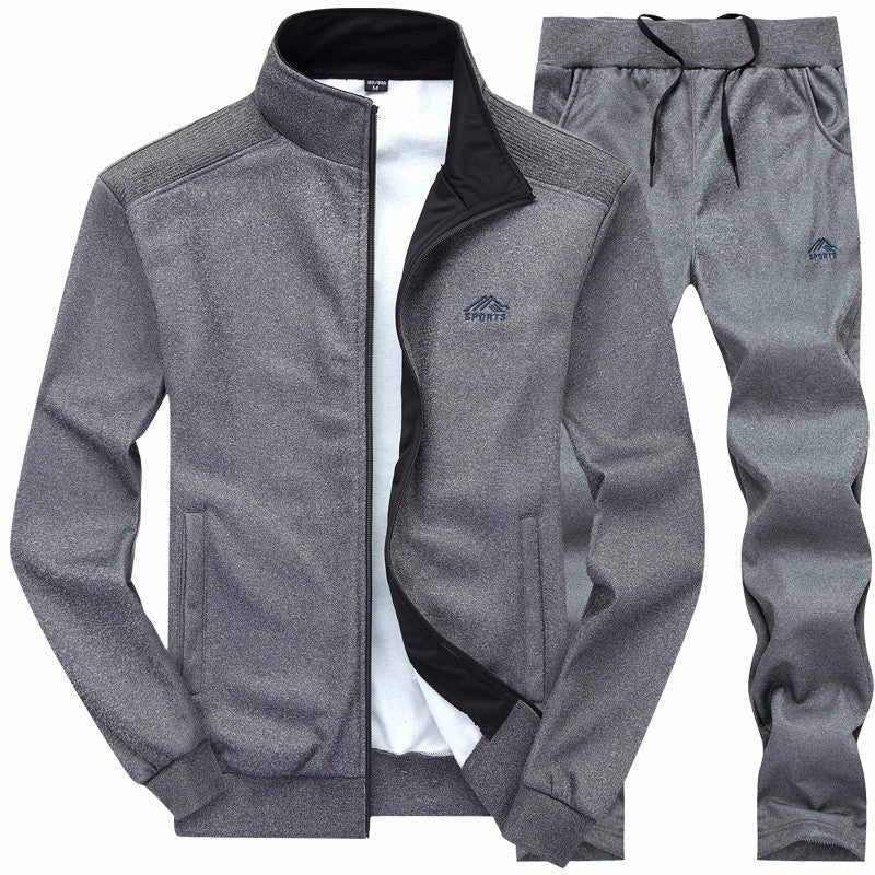 Uomo Autunno Completo Due Pezzi Cappotto Ricamato Collo Alto Manica Lunga