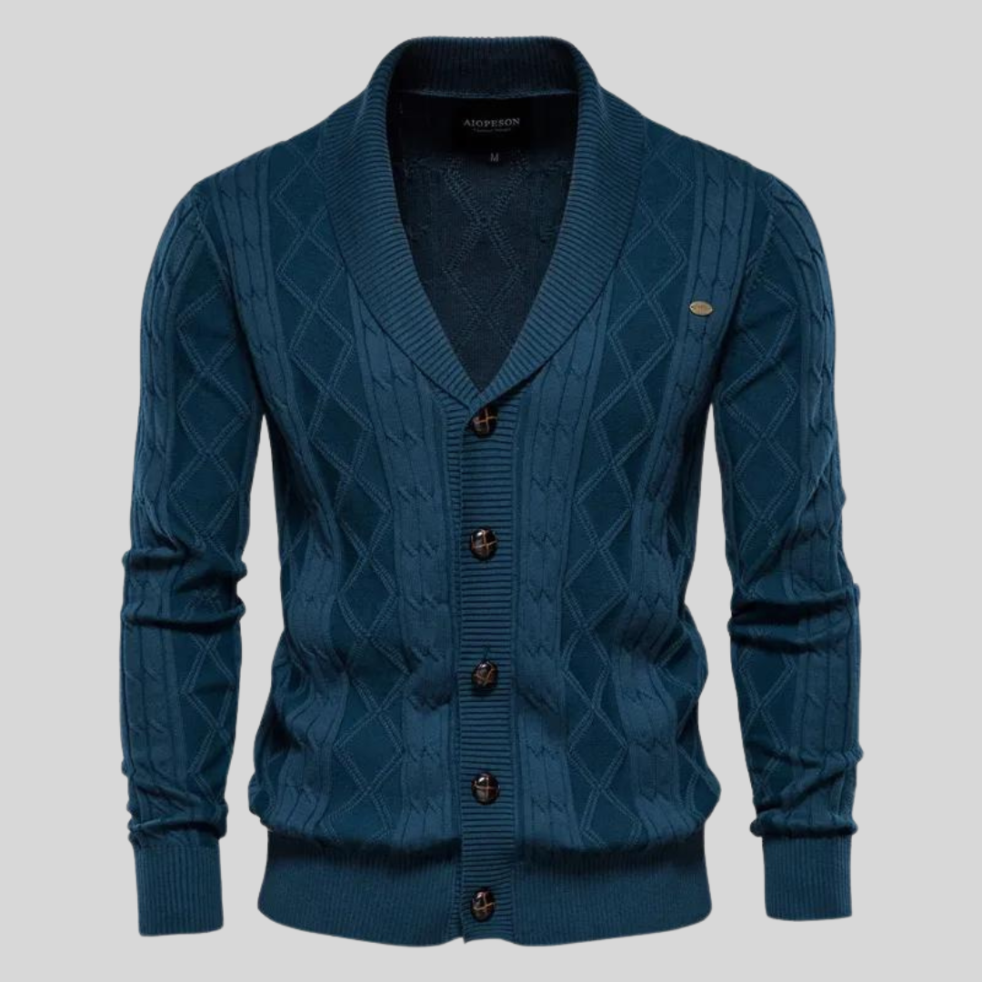 Cardigan da Uomo con Scollo a V e Chiusura con Bottoni