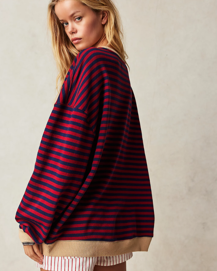 Maglione a Righe da Donna con Girocollo Slim Fit