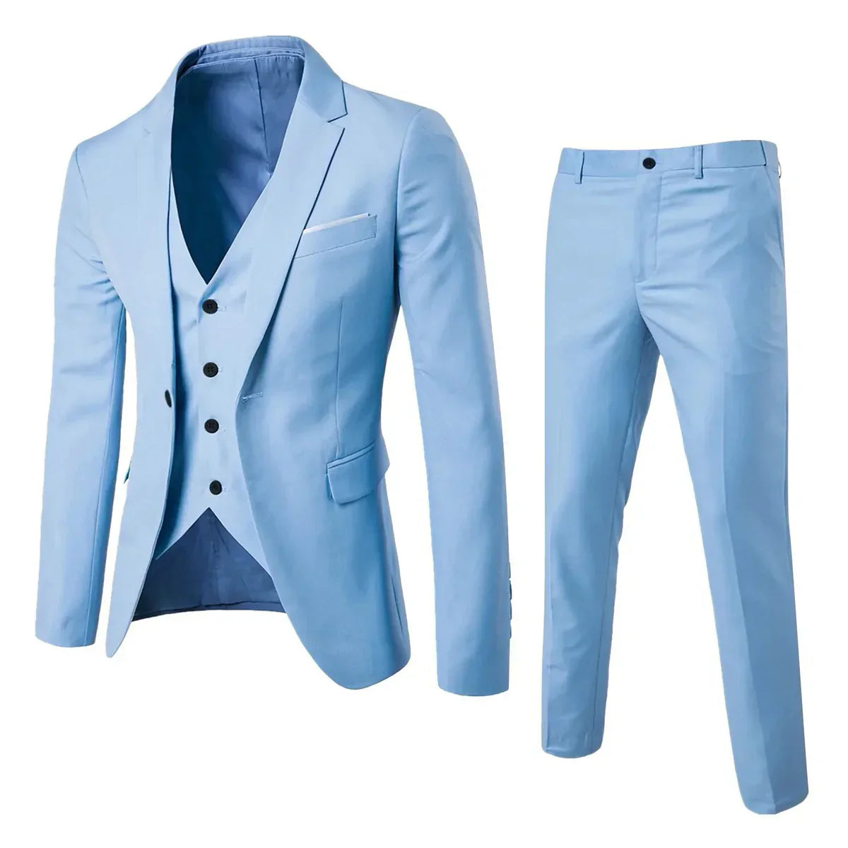 Completo da uomo tre pezzi elegante con gilet e pantaloni per cerimonie e ufficio