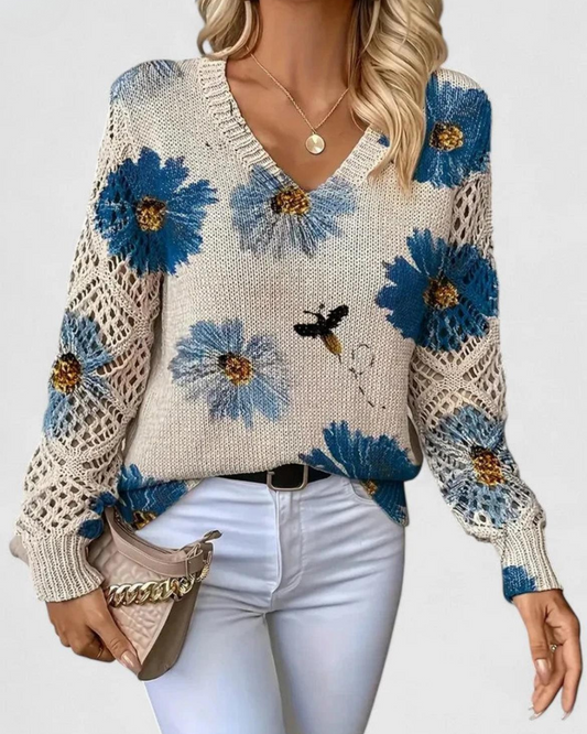 Maglione da Donna con Maniche Traforate e Texture Morbida
