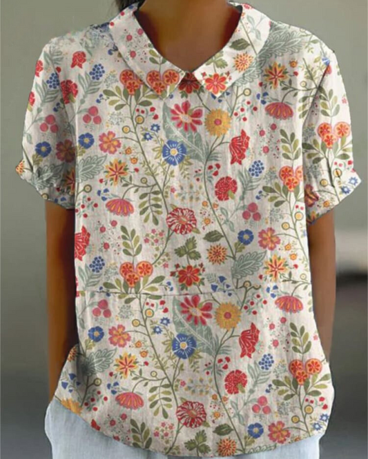 Blusa a maniche lunghe con stampa floreale I Ideale per la primavera e l'autunno