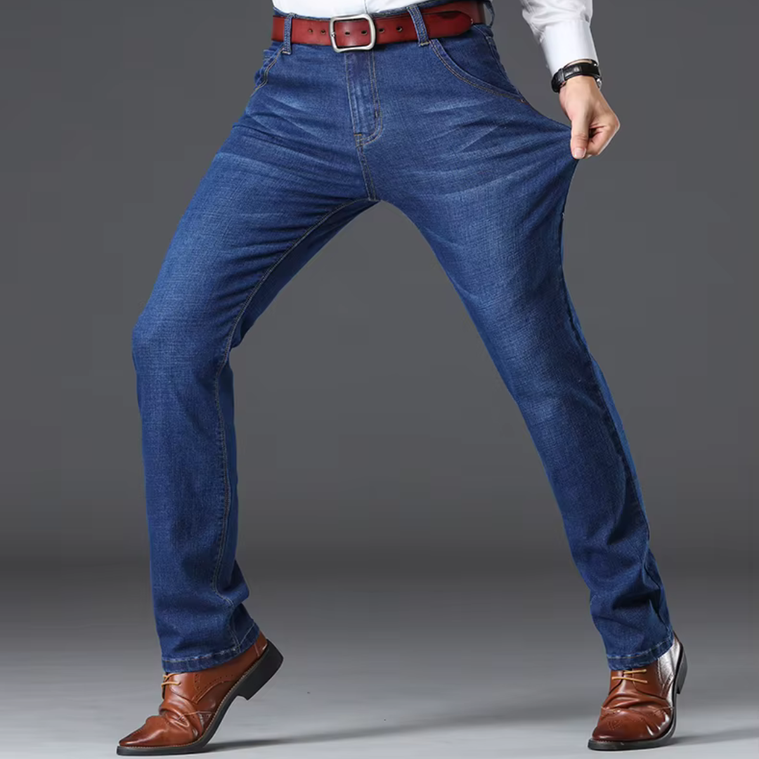 Jeans da Uomo in Denim Elasticizzato a Vestibilità Classica