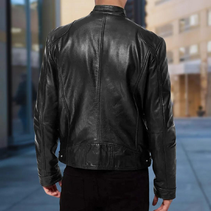 Giacca in Pelle Uomo con Tasche Funzionali e Chiusura a Cerniera – Ideale per Autunno/Inverno