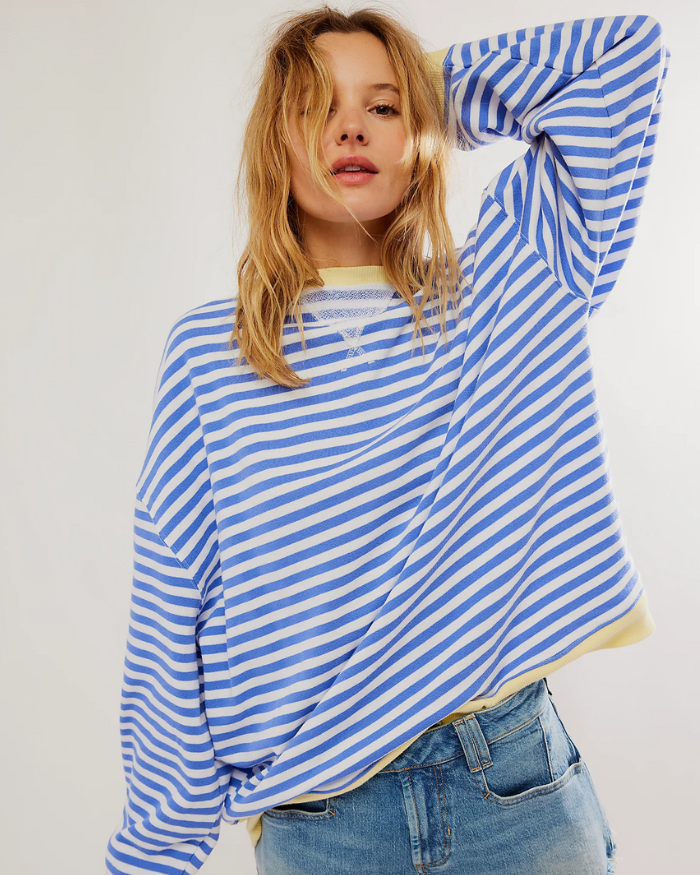 Maglione a Righe da Donna con Girocollo Slim Fit