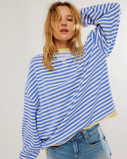 Maglione a Righe da Donna con Girocollo Slim Fit