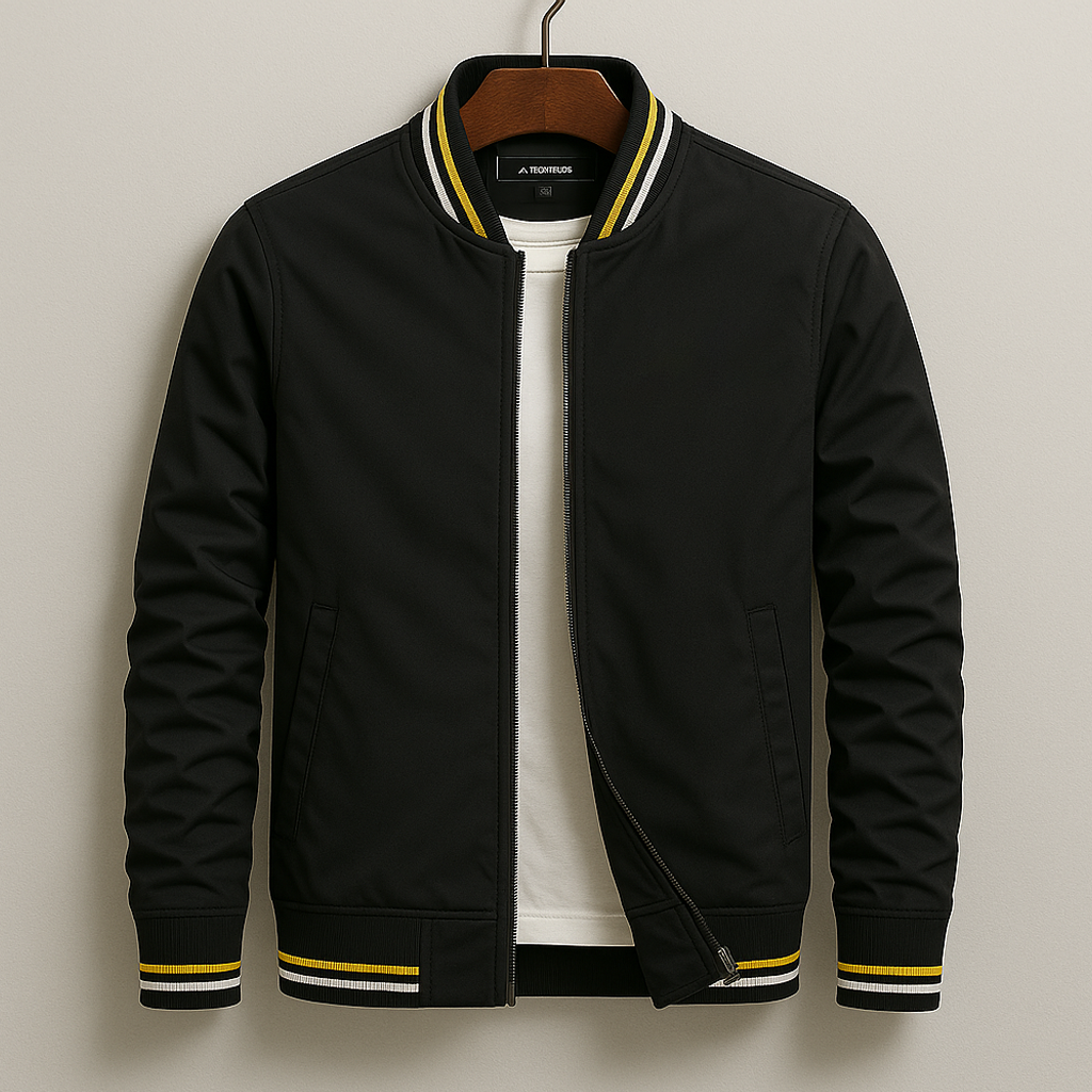 Giacca Bomber da Uomo Primaverile con Bordo a Righe, Leggera