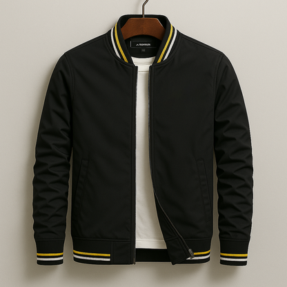 Giacca Bomber da Uomo Primaverile con Bordo a Righe, Leggera